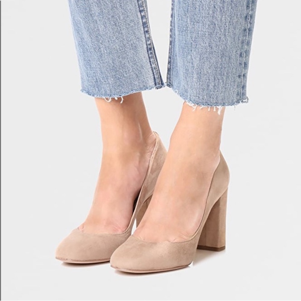 Sam Edelman Stillson Beige Tan Suede Block Heel Pumps Women’s 9.5 Formal